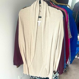Leith Ribbed Shawl Cocoon Camel Cardigan Sweater Wrap size Small, like new!